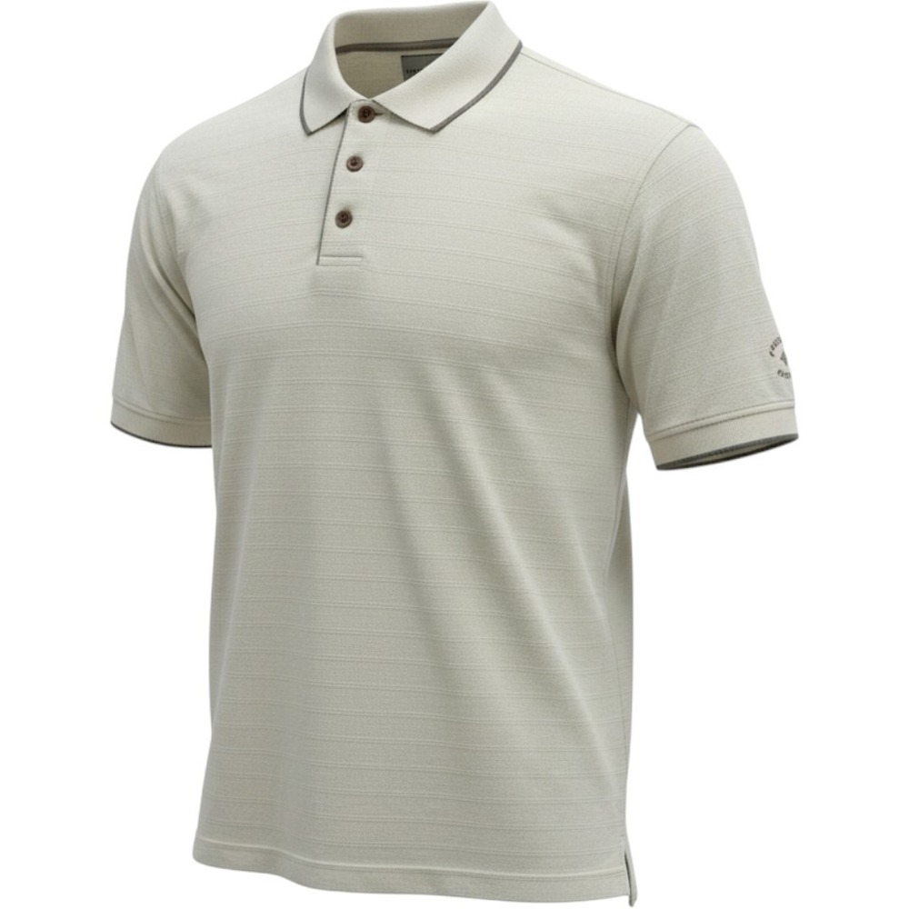 Cutter & Buck Polo Shirt Cream Textured Stripe Short Sleeve Golf Business Men XL
